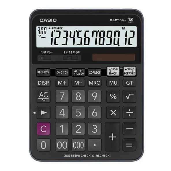 Casio DJ120D Hesap Makinesi 12 Hane Pilli ve Güneş Enerjili