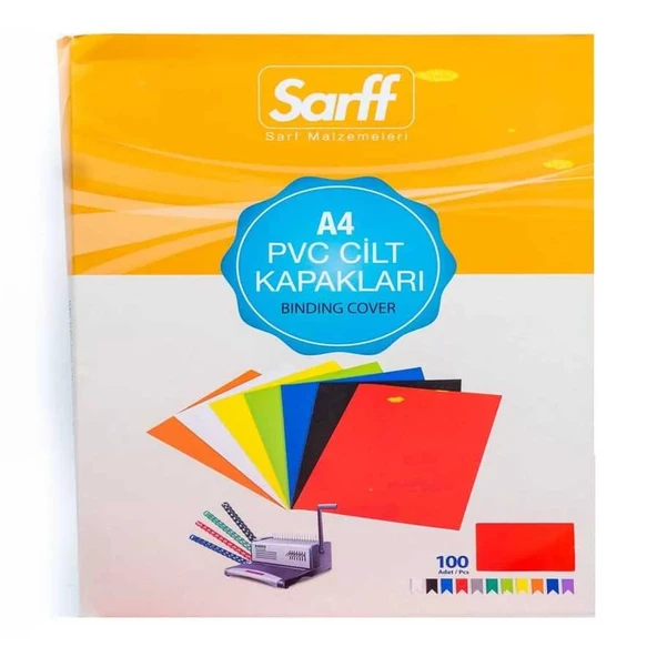 Sarff Cilt Kapağı A4 160 Micron PVC Şeffaf Kırmızı 100'lü