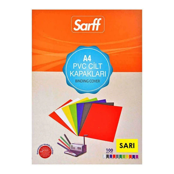 Sarff Cilt Kapağı A4 160 Micron Pvc Opak Sarı 100'lü