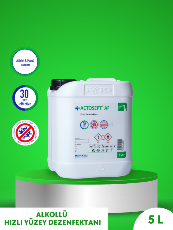 ACTOSEPT® AF 5 litre | Kullanıma Hazır Alkollü Yüzey Dezenfektanı 30 saniyede Etkili