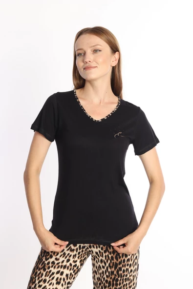 Etoile Bambu Kısa Kol Leopar Kadın Pijama Takımı - 4