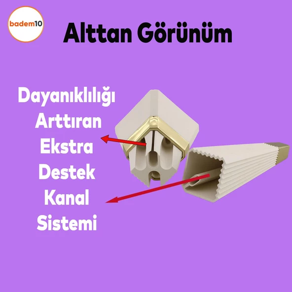 Alcazar 6'lı Set Mobilya Tv Ünitesi Koltuk Kanepe Destek Ayağı 15 Cm Krem Ayakları M8 Civatalı - 5