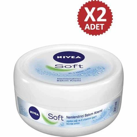 Nivea Soft Nemlendirici El Yüz ve Vücut Bakım Kremi Jojoba Yağı E Vitamini Pürüzsüz Cilt 2 x 300 ML