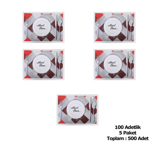 Amerikan Servis Kağıdı Afiyet Olsun Baskılı Beyaz Masa Örtüsü - 29 x 40 Cm. - 100 Adetlik 5 Paket - Resim 3