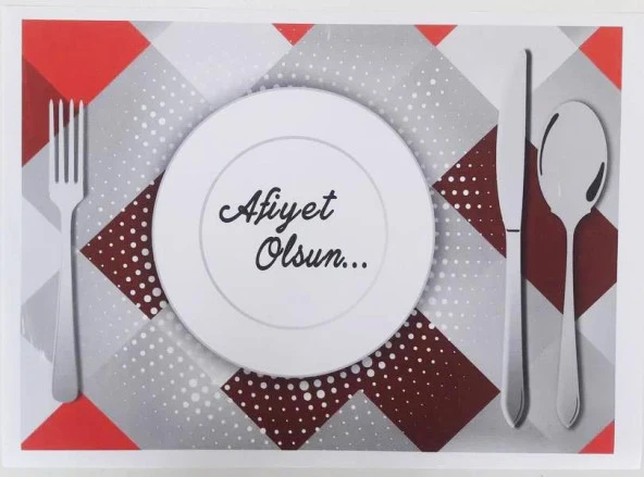 Amerikan Servis Kağıdı Afiyet Olsun Baskılı Beyaz Masa Örtüsü - 29 x 40 Cm. - 100 Adetlik 10 Paket - 2