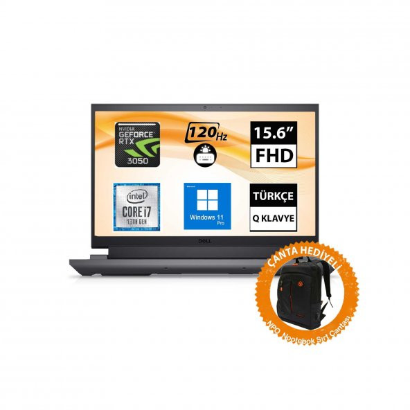 Dell G15 5530 G155530005U13 i7-13650HX 32GB 512SSD RTX3050 15.6" FullHD W11P Taşınabilir Bilgisayar-CNT014