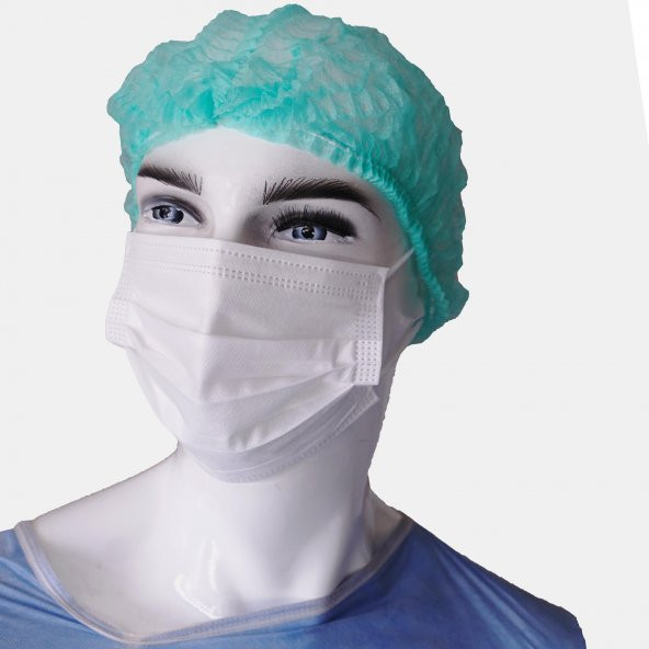 MASKOK 3 KATLI TELLİ BEYAZ KORUYUCU MASKE 50 ADET - 2