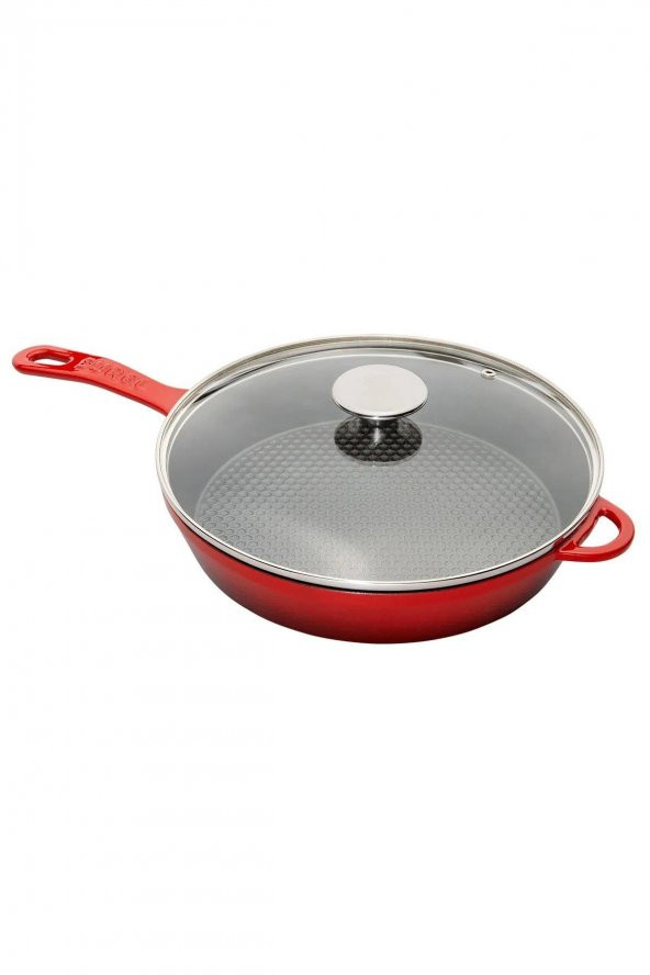 Sürel Kapaklı Döküm Tava 28cm Kırmızı - 1