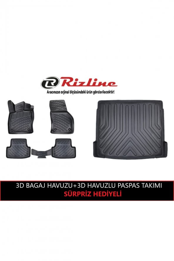 Rizline Fiat Linea 2007 Sonrası 3d Havuzlu Paspas+3d Bagaj Havuzu