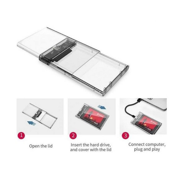 2.5 Sata Type C Usb 3.1 Usb 3.0 Şeffaf Harici Ssd Hdd Hard Disk Kutusu - 4