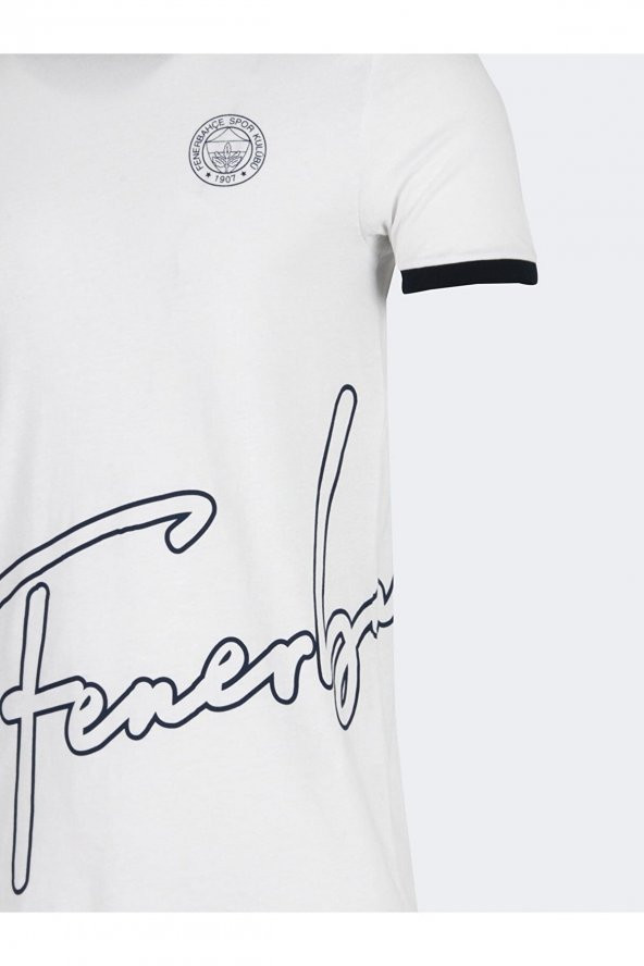 Fenerbahçe Orijinal Sıfır Yaka Beyaz T-Shirt Hediyelik Ahşap Kutulu - 5
