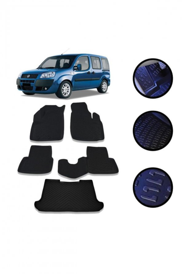 OtoLine Fiat Doblo 2001-2009 Arası 4d Havuzlu Oto Paspas ve Bagaj Set