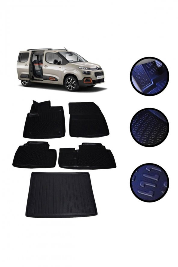 OtoLine Citroen Berlingo 2019 ve Sonrası 4d Havuzlu Oto Paspas Bagaj Set