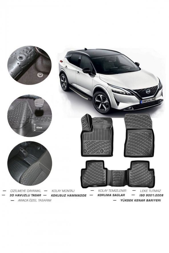 OtoLine Nissan Qashqai 2023 Model 4d Havuzlu Paspas