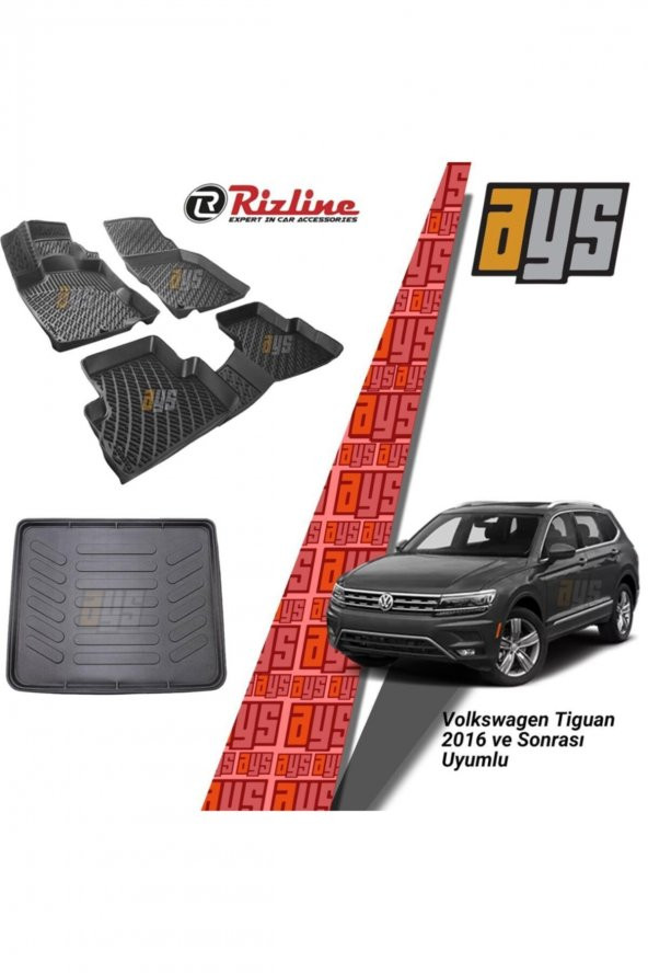 Rizline Volkswagen Tiguan 2016 Sonrası 3d Havuzlu Paspas + Bagaj Havuzu ürün görseli 1