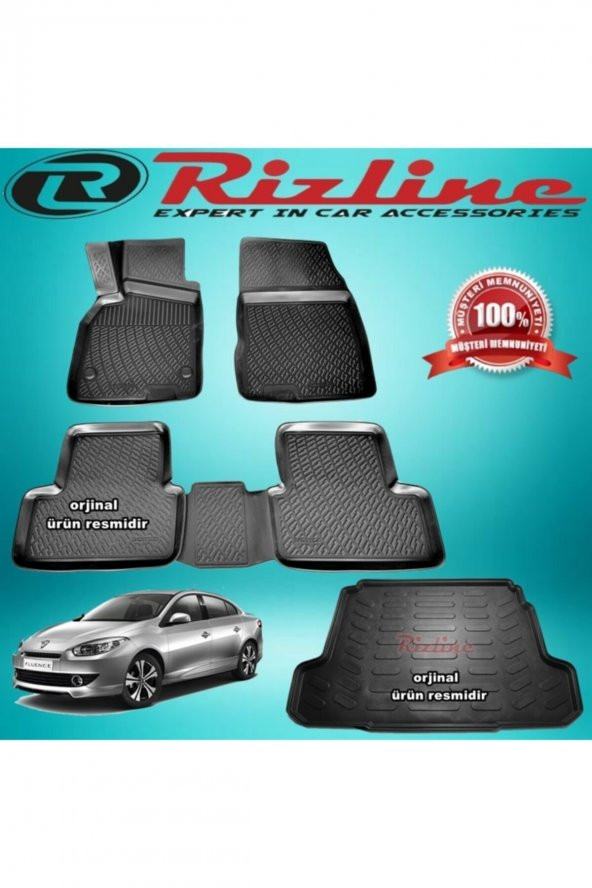 Rizline Renault Fluence 3d Paspas + Bagaj Havuzu Siyah 2009-2018 Arası