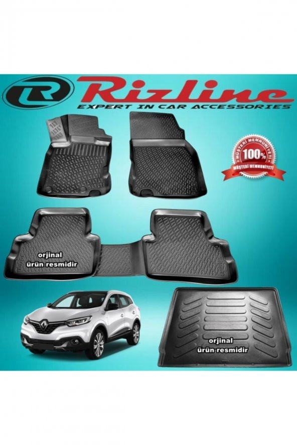 Rizline Renault Kadjar 3d Paspas+bagaj Havuzu Siyah 2015 Sonrası