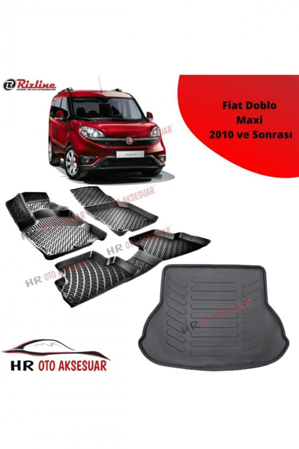 Rizline Hroto Fiat Doblo Maxi 2010 Sonrası 3d Havuzlu Paspas + Bagaj Havuzu