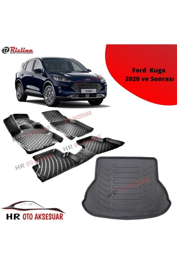 Rizline Hroto Ford Kuga 2020 3d Havuzlu Paspas + Bagaj Havuzu