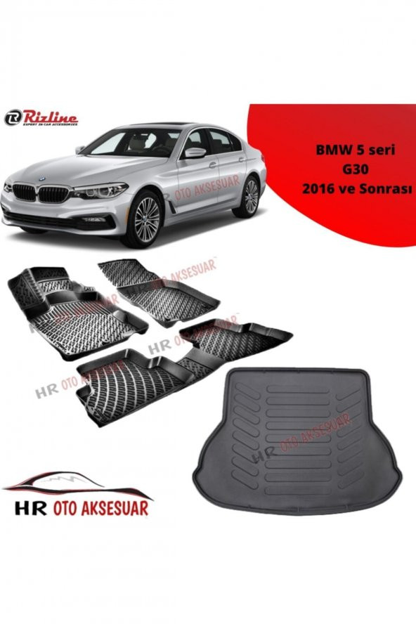 Rizline Hroto Bmw 5 Seri G30 2016 Sonrası 3d Havuzlu Paspas + Bagaj Havuzu