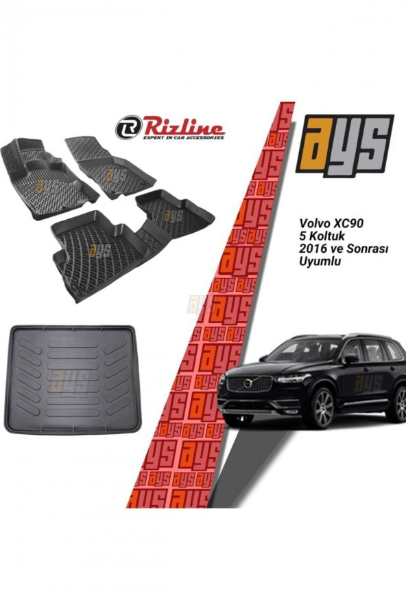 Rizline Volvo Xc90 5 Koltuk 2016 Sonrası 3d Havuzlu Paspas + Bagaj Havuzu