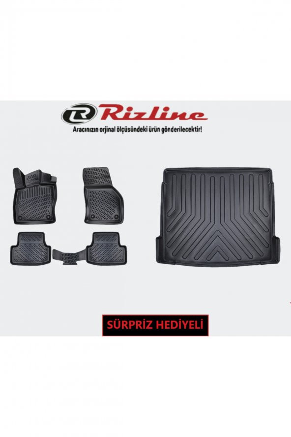 Rizline Renault Megane 2 Hatchback 2002-2009 3d Havuzlu Paspas+3d Bagaj Havuzu