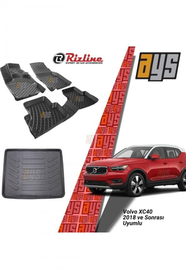 Rizline Volvo Xc40 2018 Sonrası 3d Havuzlu Paspas + Bagaj Havuzu