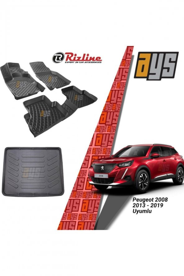 Rizline Peugeot 2008 2013-2019 3d Havuzlu Paspas + Bagaj Havuzu