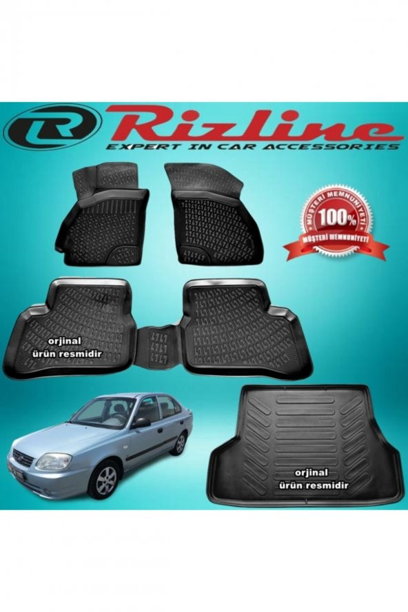 Rizline Accent Admire 3d Paspas+bagaj Havuz Siyah 2003-2006 Arası 4 Prç - 1