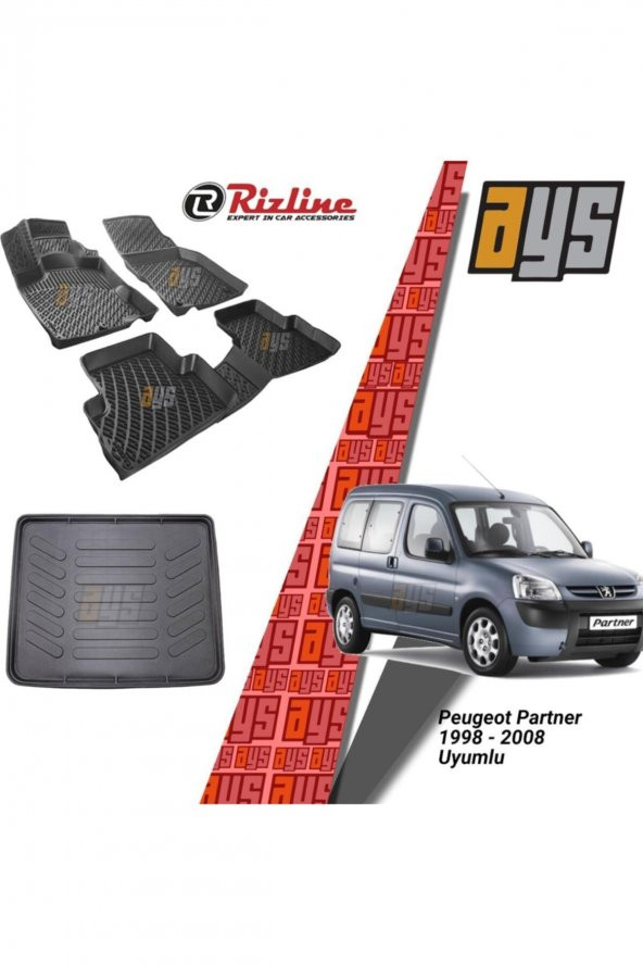 Rizline Peugeot Parter 1998-2008 3d Havuzlu Paspas + Bagaj Havuzu