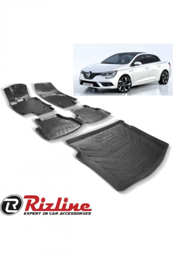 Rizline Renault Megane 4 Sedan 2016 Sonrası 3d Havuzlu Paspas + Bagaj Havuzu