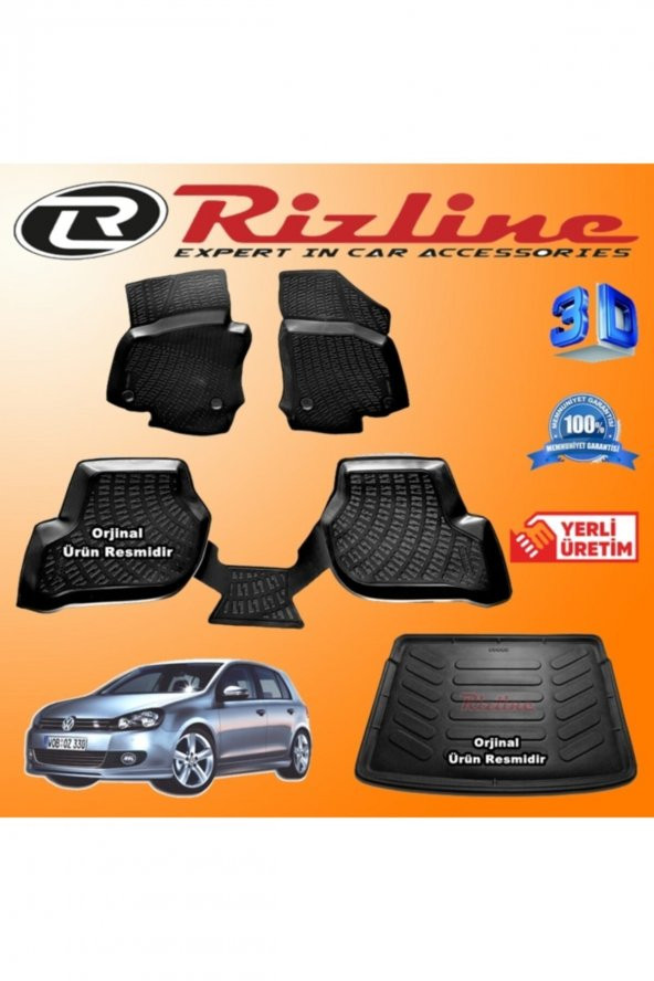 Rizline Vw Golf 6 3d Paspas + 3d Bagaj Havuzu Hb 2009-2013 Arası Siyah Set