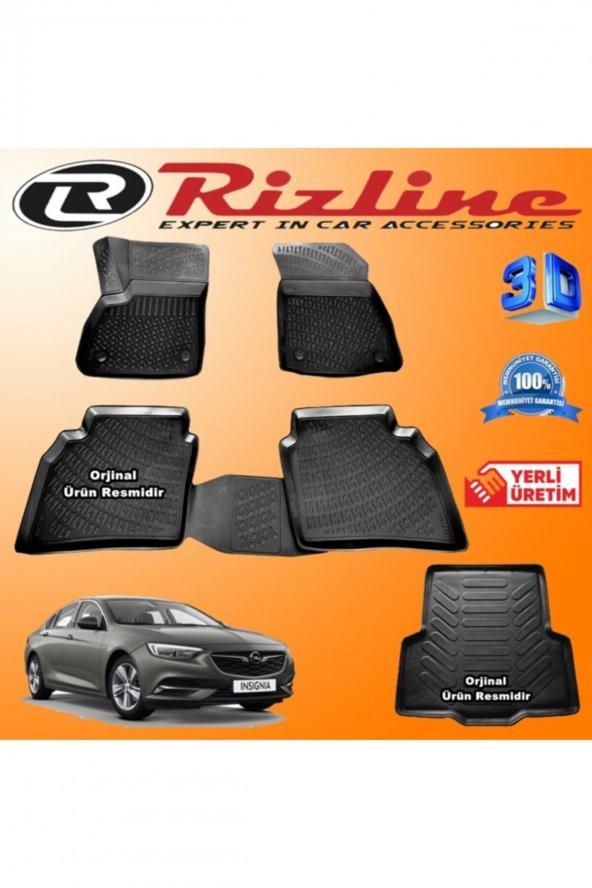 Rizline Opel Insignia 3d Paspas + 3d Bagaj Havuzu 2017 Sonrası Siyah Set