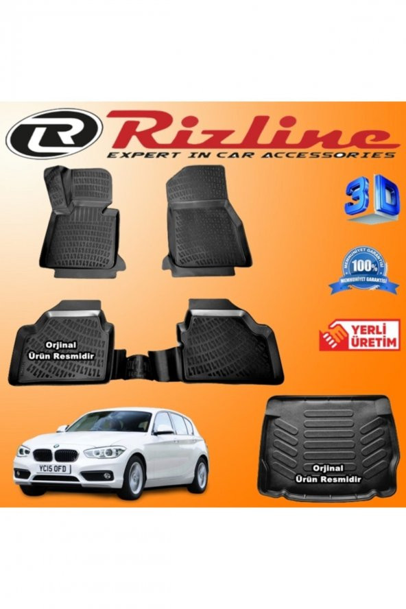 Rizline Bmw F20 1 Serisi 3d Paspas + 3d Bagaj Havuzu 2015-2018 Arası Siyah Set ürün görseli 1