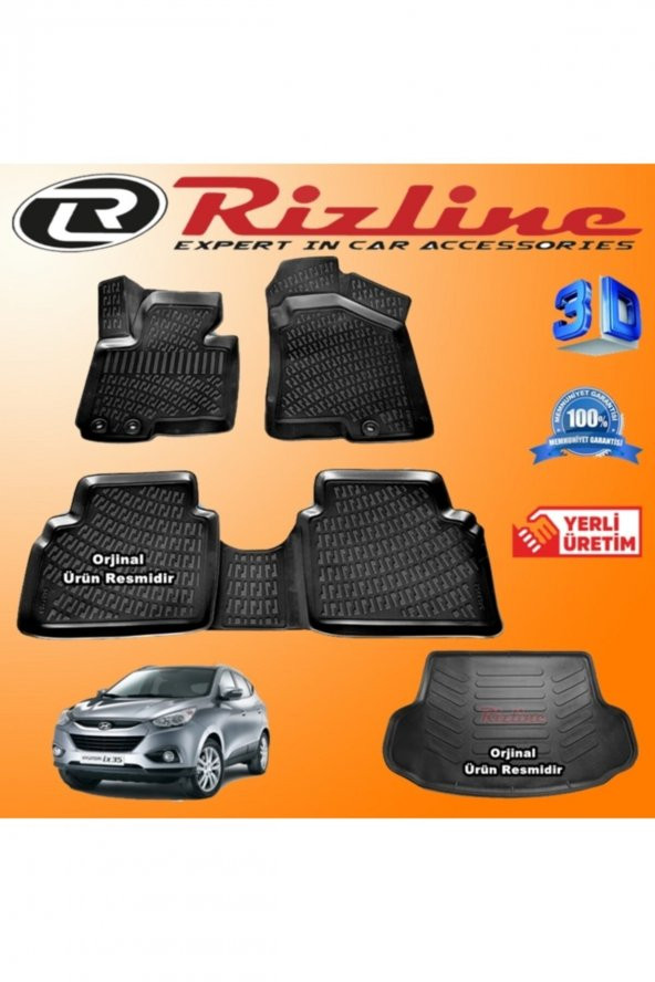 Rizline Hyundai Ix35 3d Paspas + 3d Bagaj Havuzu 2010-2015 Arası Siyah Set