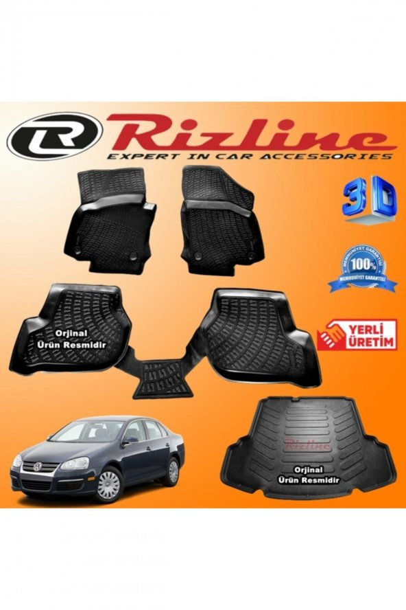 Rizline Vw Jetta 3d Paspas + 3d Bagaj Havuzu 2005-2011 Arası Siyah Set - 1