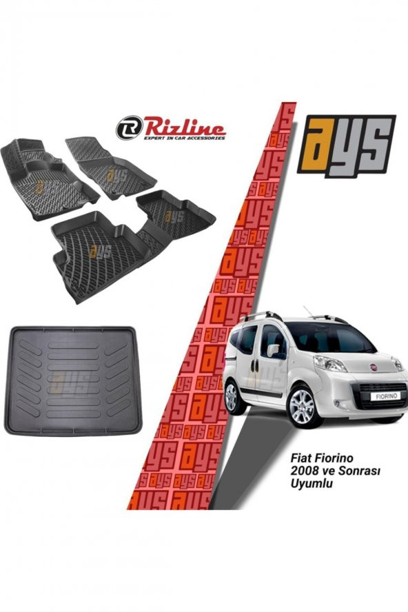 Rizline Fiat Fiorino 2008 Sonrası 3d Havuzlu Paspas + Bagaj Havuzu