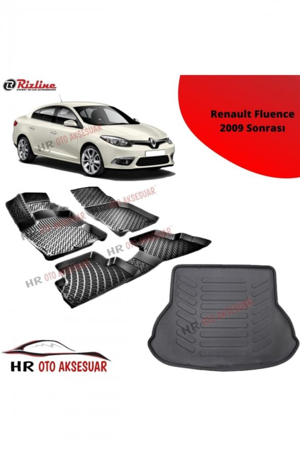 Rizline Hroto Renault Fluence 2009 Sonrası 3d Havuzlu Paspas + Bagaj Havuzu