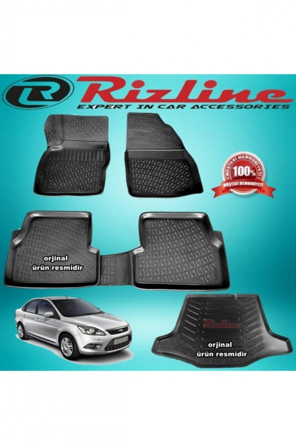 Rizline Ford Focus 2 3d Paspas+bagaj Havuzu Siyah Sedan 2005-2011 Arası