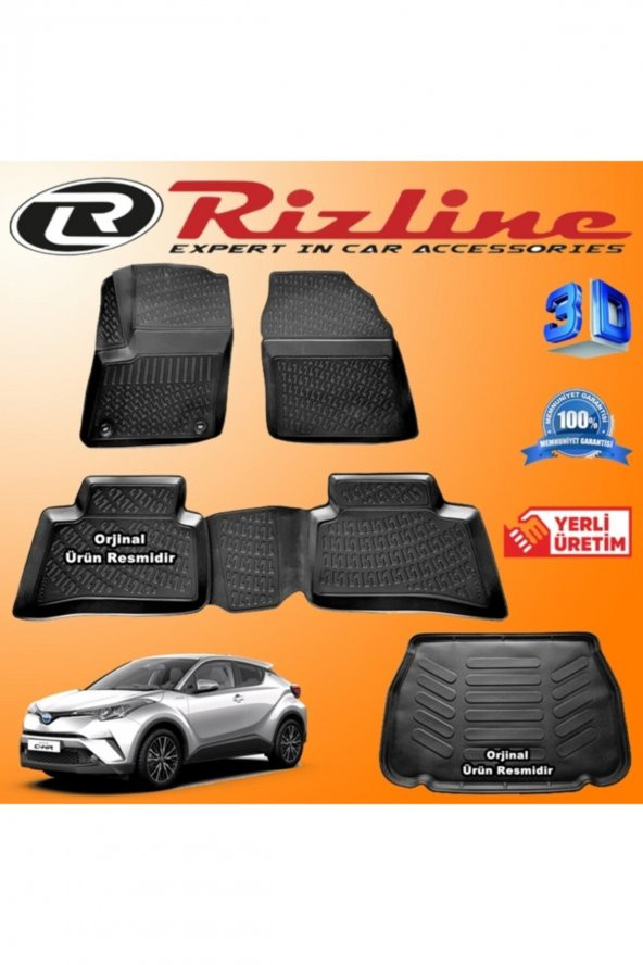 Rizline Toyota C-hr 3d Paspas + 3d Bagaj Havuzu 2016-2020 Arası Siyah Set