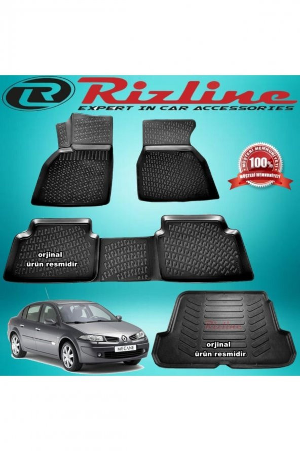 Rizline Megane 2 3d Paspas+bagaj Havuzu Siyah Sd 2004-2010 Arası