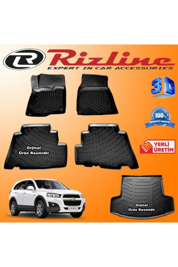 Rizline Chevrolet Captiva 3d Paspas + 3d Bagaj Havuzu 2007-2015 Arası Siyah Set