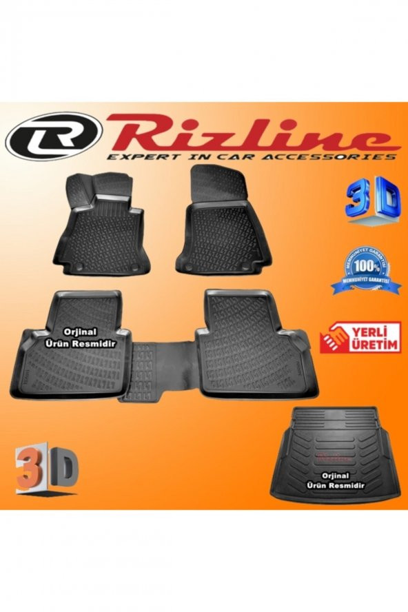 Rizline Mercedes W213 E Serisi 3d Paspas + 3d Rampalı Bagaj Havuzu 2016 Sonrası Siyah Set