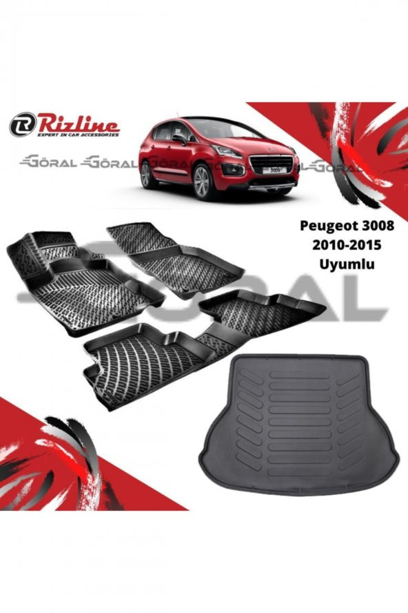 Rizline Peugeot 3008 2010-2015 Uyumlu Paspas Ve Bagaj Havuzu Set