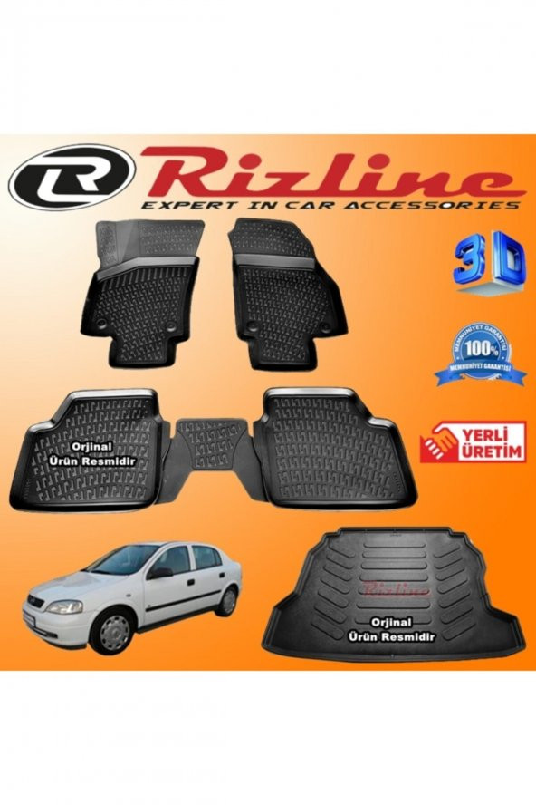 Rizline Opel Astra G 3d Paspas + 3d Bagaj Havuzu Sedan 1998-2009 Arası Siyah Set ürün görseli 1