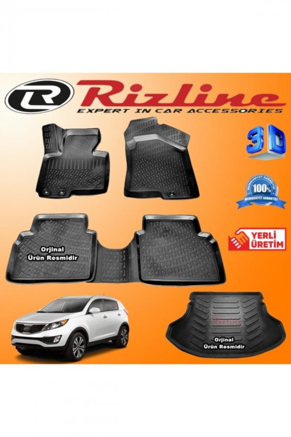 Rizline Kia Sportage 3d Paspas + 3d Bagaj Havuzu 2010 - 2015 Arası Siyah Set