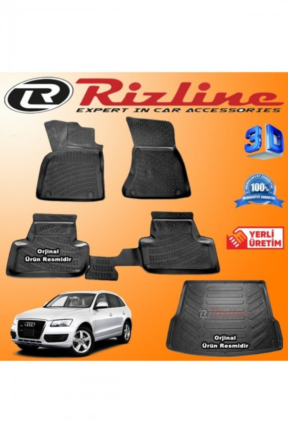 Rizline Audi Q5 3d Paspas + 3d Bagaj Havuzu 2008 - 2015 Arası Siyah Set