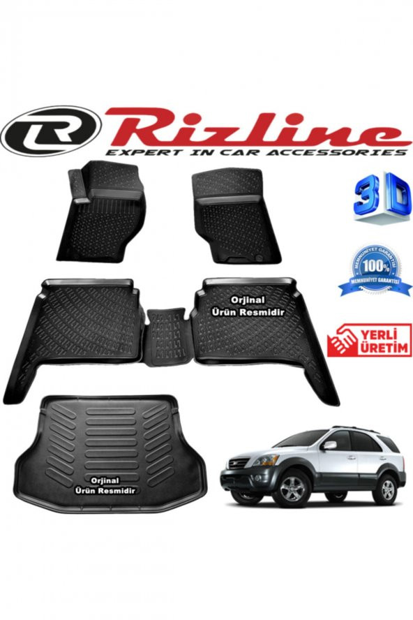 Rizline Kia Sorento 3d Paspas + 3d Bagaj Havuzu 2003-2009 Arası Siyah Set
