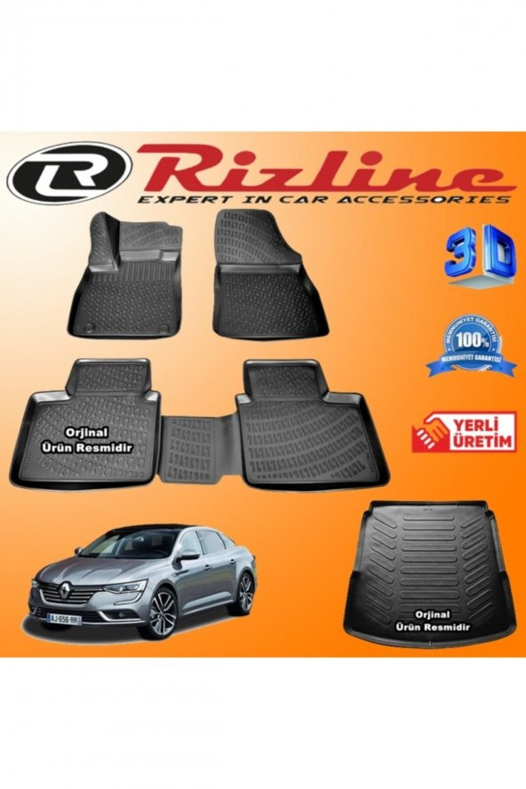 Rizline Renault Talisman 3d Paspas + 3d Bagaj Havuzu 2016-2020 Arası Siyah Set