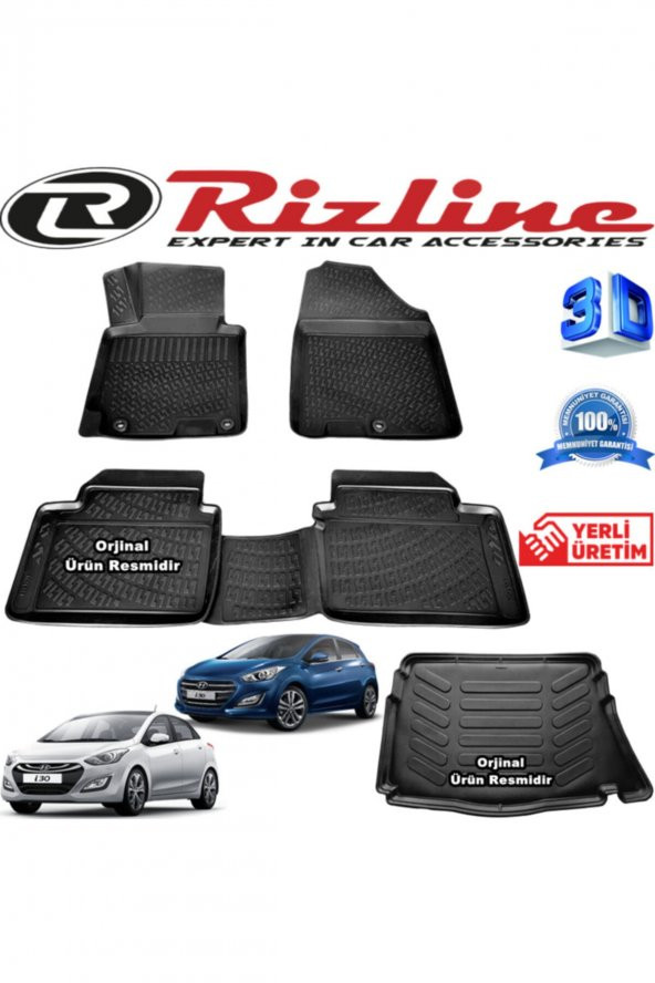 Rizline Hyundai I30 3d Paspas + 3d Bagaj Havuzu 2012-2017 Arası Siyah Set